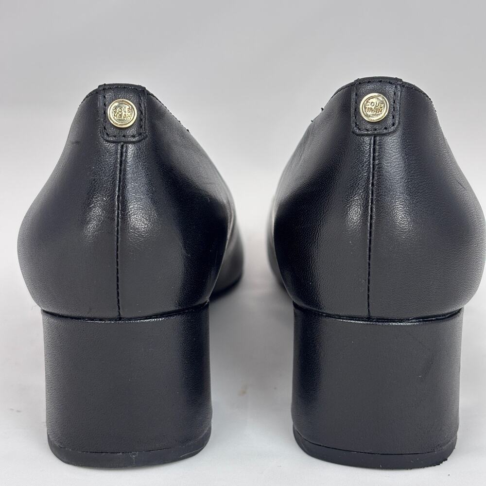 Cole Haan Go-To Women 6.5B Pump Black Leather Waterproof Cap-Toe Block Heel - Picture 4 of 9